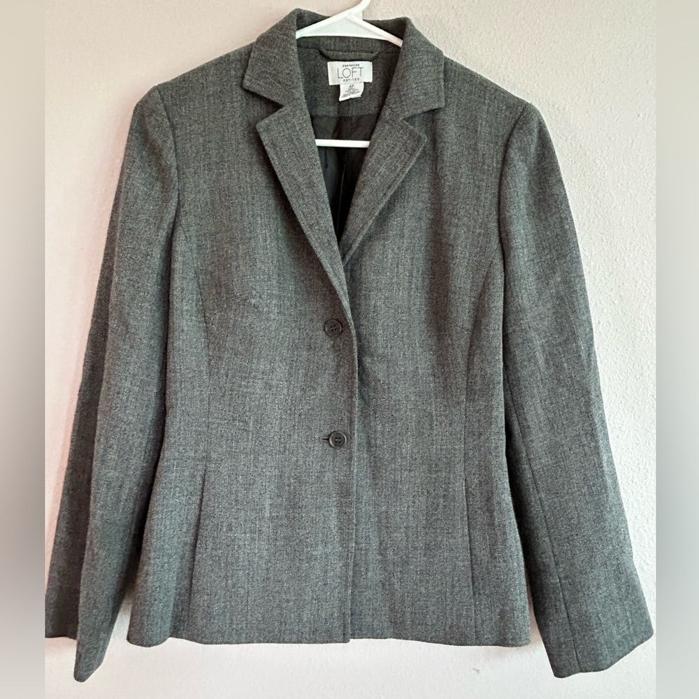 Ann Taylor Loft Grey Wool Blazer Size Petite Small